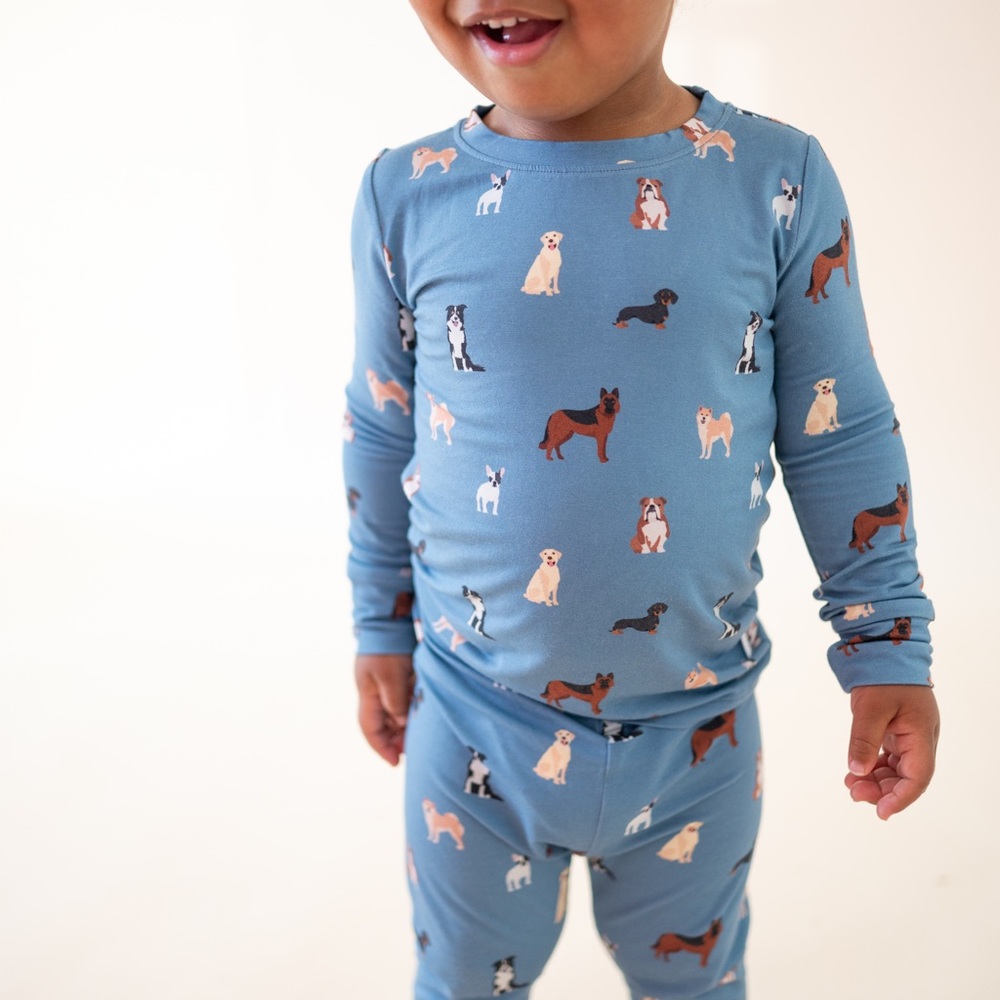 Bug + Bean Blue Dogs Bamboo Pajama Set 3T  6